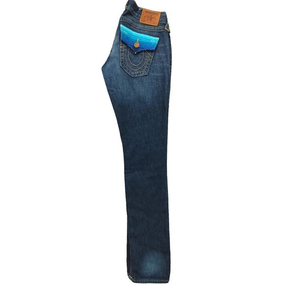 True Religion Women's Faded Denim Jeans Size 25 Straight Leg Color Blue - Picture 10 of 11